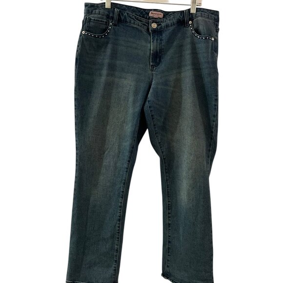 Juicy Couture Plus-Size Blue Juicy Spell-Out Stretch Straight Leg Jeans Sz 16W - Picture 6 of 11